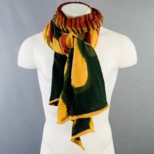 KAPITAL Orange Mustard Flames Stripes Oversized Wool Scarf